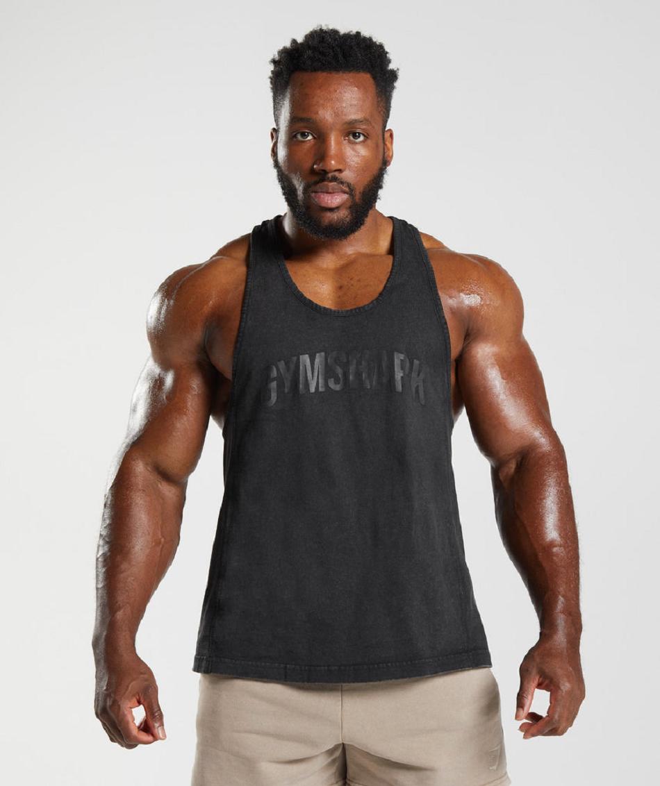 Stringers Męskie Gymshark Power Washed Czarne | PL 3709TCE